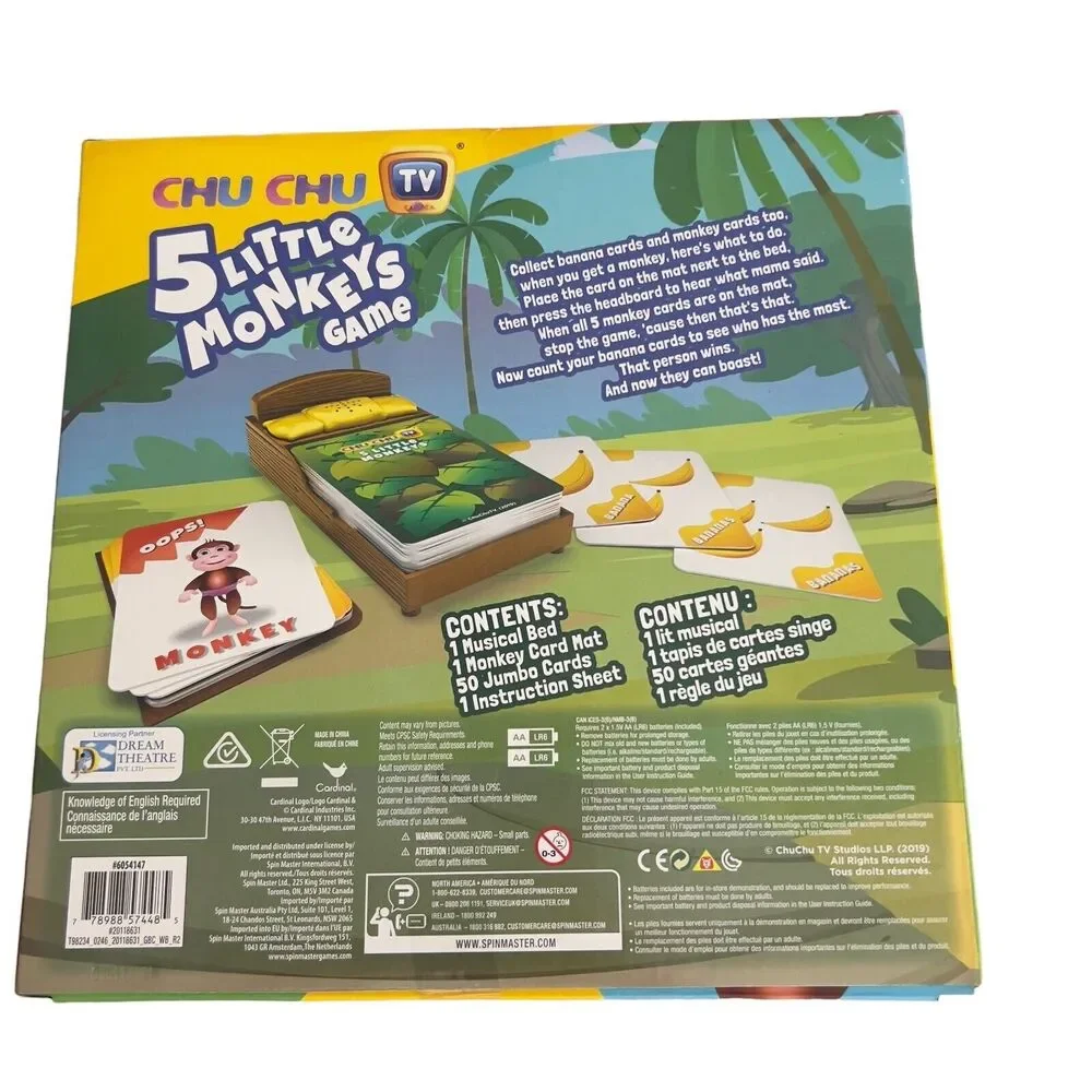 Spin Master Cardinal Chu Chu TV 5 Little Monkeys Game Jumping On The Bed Musical